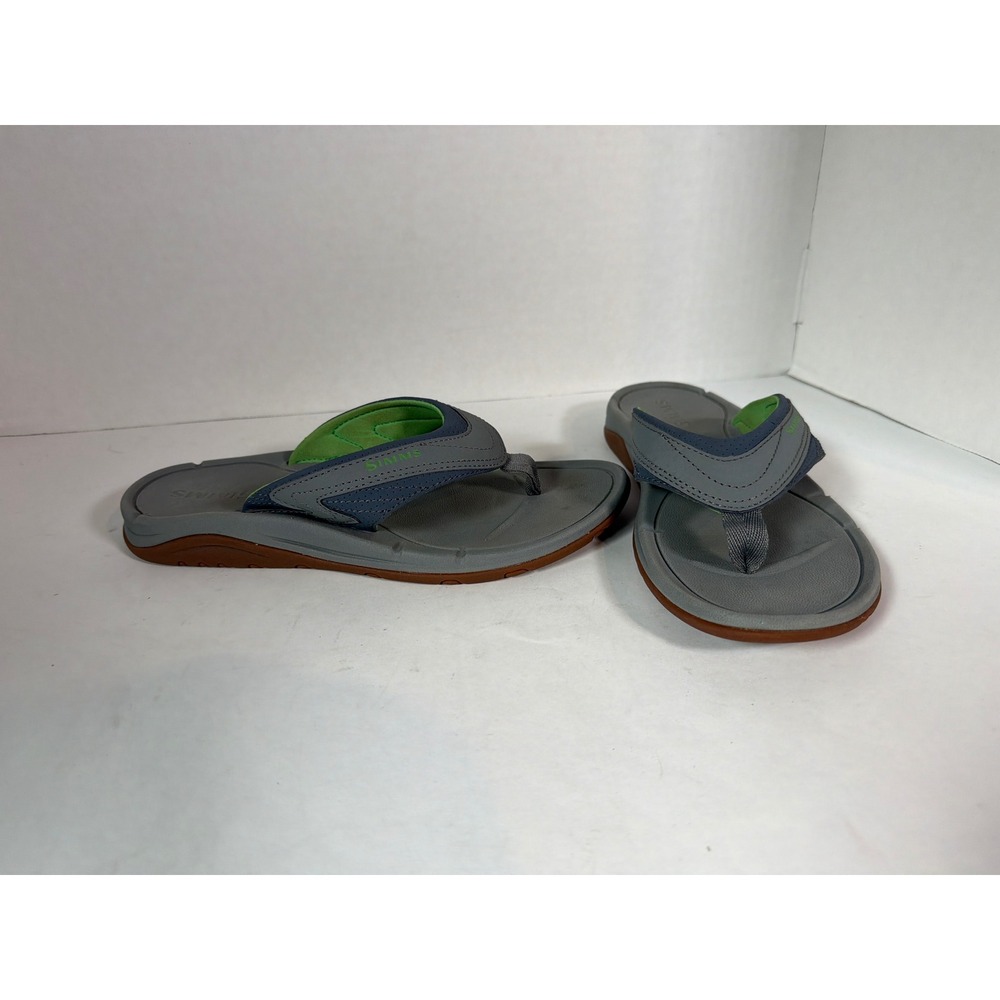 Simms Westshore Flip Flops Grey Blue Green Thong Sandals Womens 7